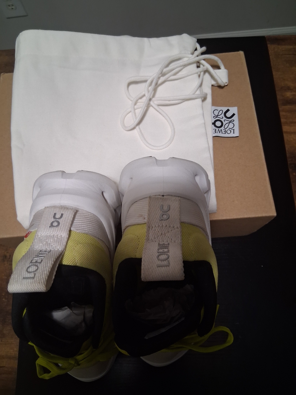 Loewe Neon Yellow and Cream Athletic Sneakers - Picture 14 of 16
